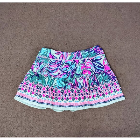 Lilly Pulitzer Luxletic Gardenia Skort Sz (M) UPF 50+ Blue Purple Tropical Cute - Picture 7 of 7